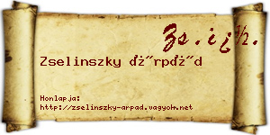 Zselinszky Árpád névjegykártya
